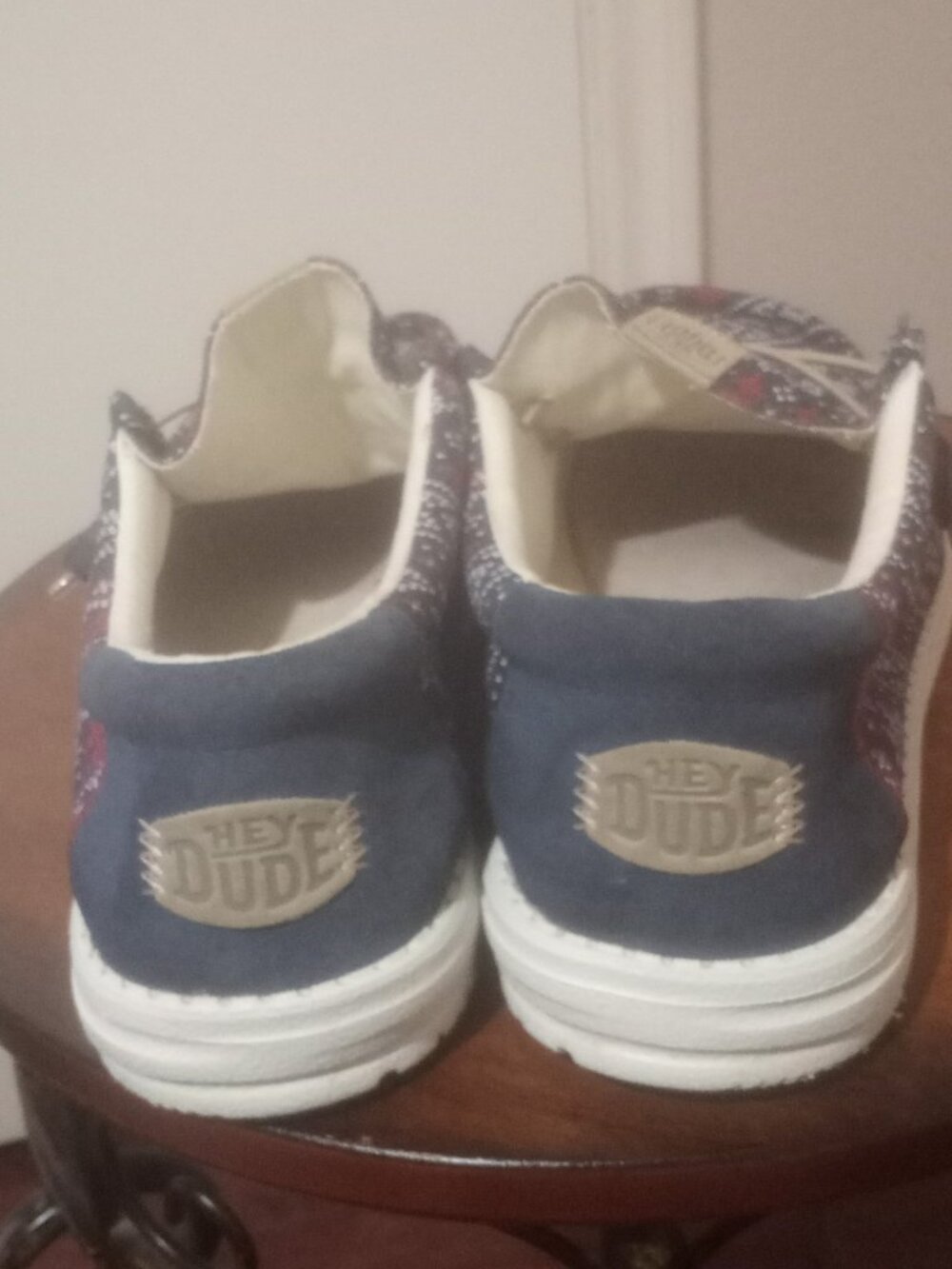 Men's Hey Dude Wally Winter Sweater Fair Isle Slip-On Shoes Navy US 12 EU 46 - Picture 10 of 13